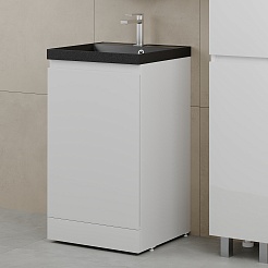 Style Line Мебель для ванной с кварцевой раковиной антрацит Батлер 50 белая Люкс антискрейтч Plus – фотография-6